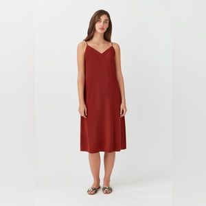 Cuyana Silk Slip Dress- Dark Rust
